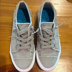 Blowfish Frayed Canvas Sneakers in Tan